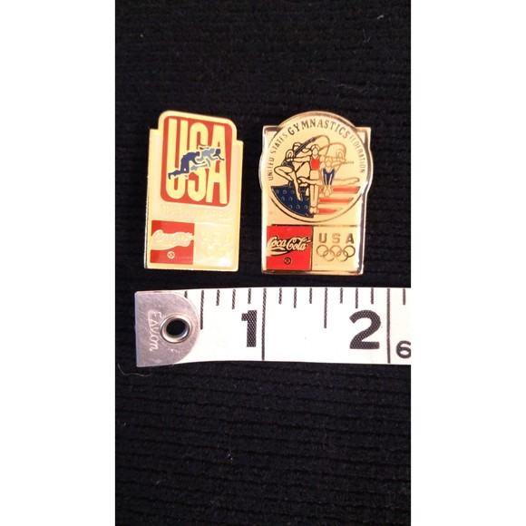 2 USA Olympic 1992 BARCELONA Coca-Cola Coke Lapel Hat Pins - Picture 8 of 8